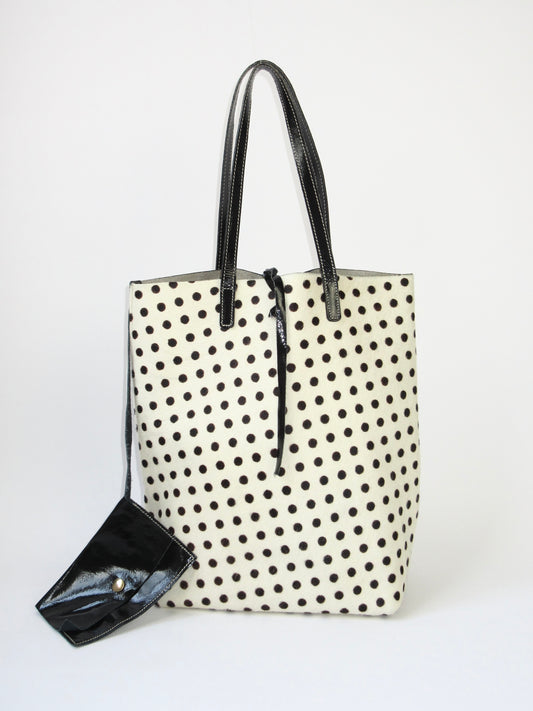 leather polka dots tote bag