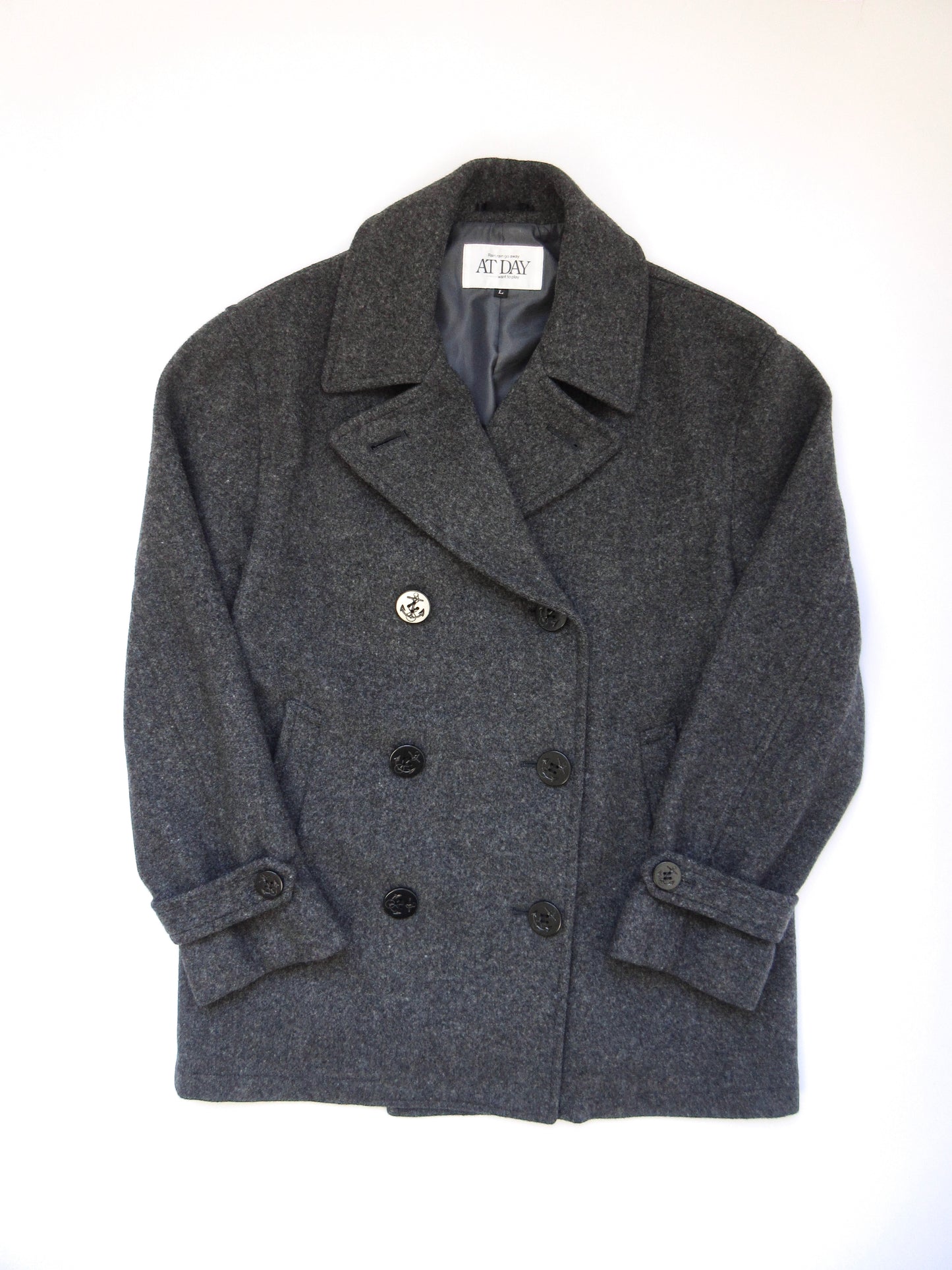 dark gray wool pea jacket