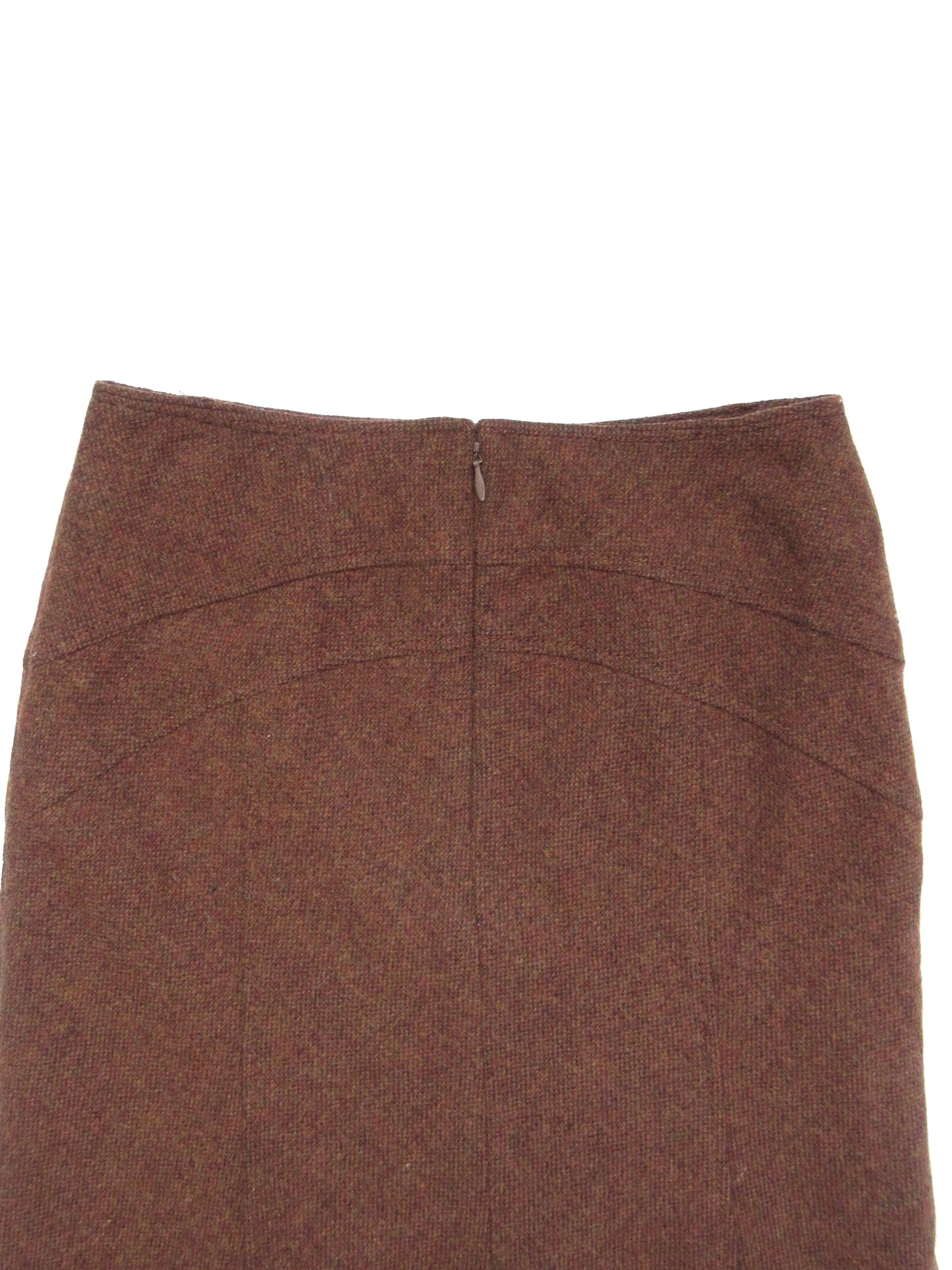 brown wool flare skirt