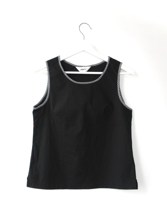 plaid piping sleeveless top