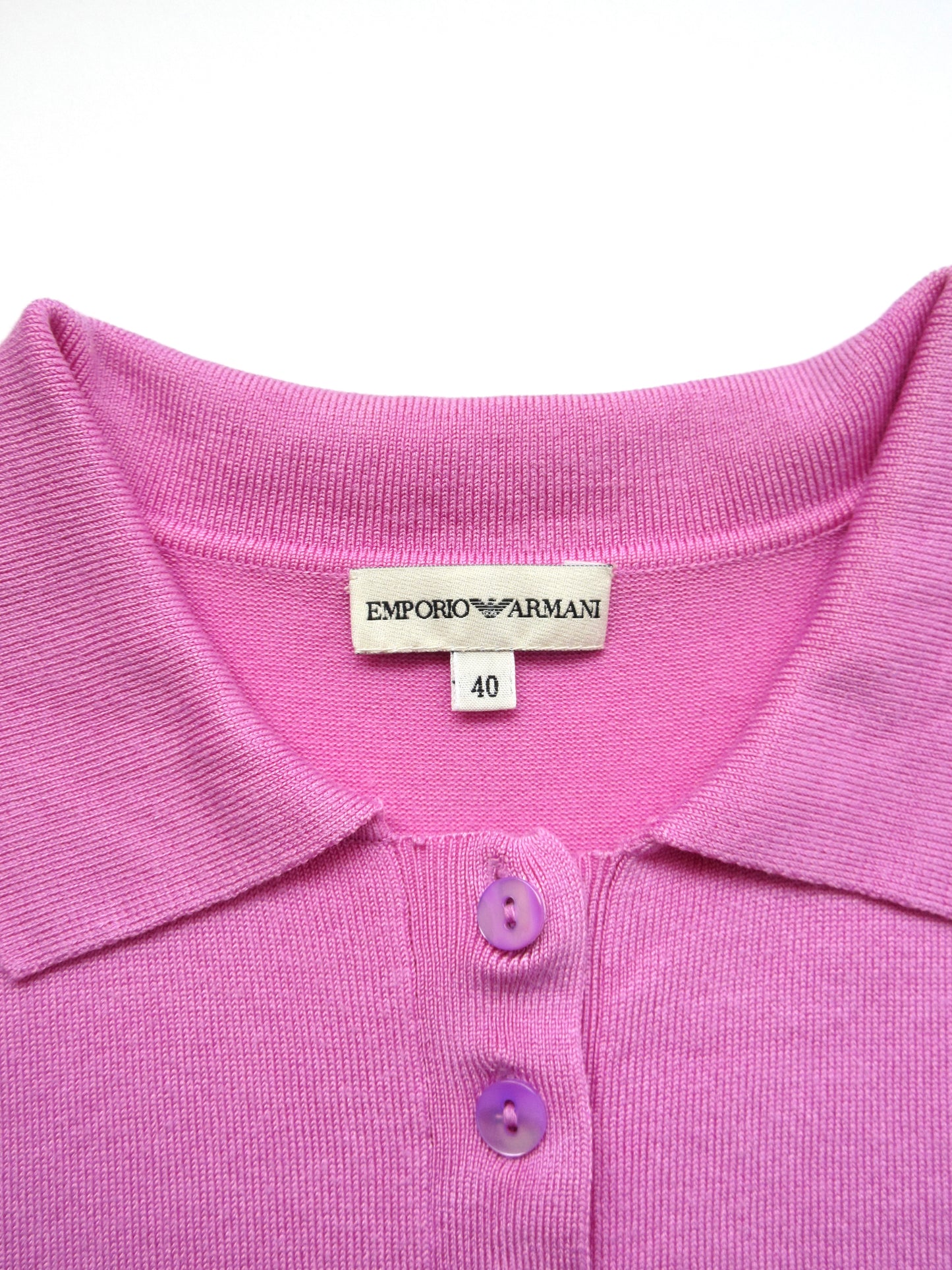 EMPORIO ARMANI pink polo silk knit