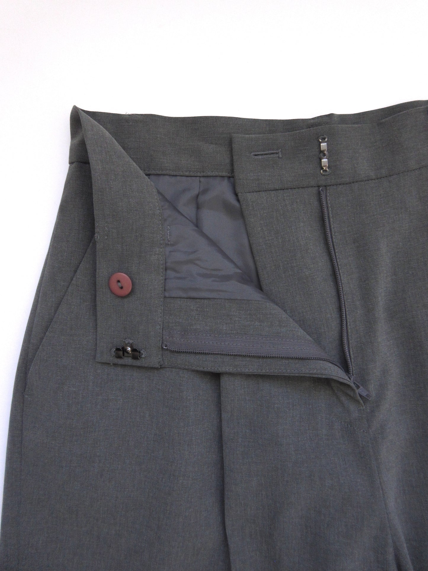 tuck wide gray slacks