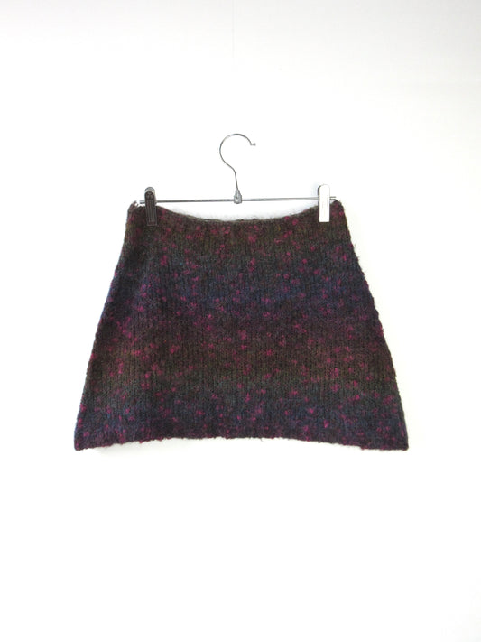 【used】mix color knit mini skirt