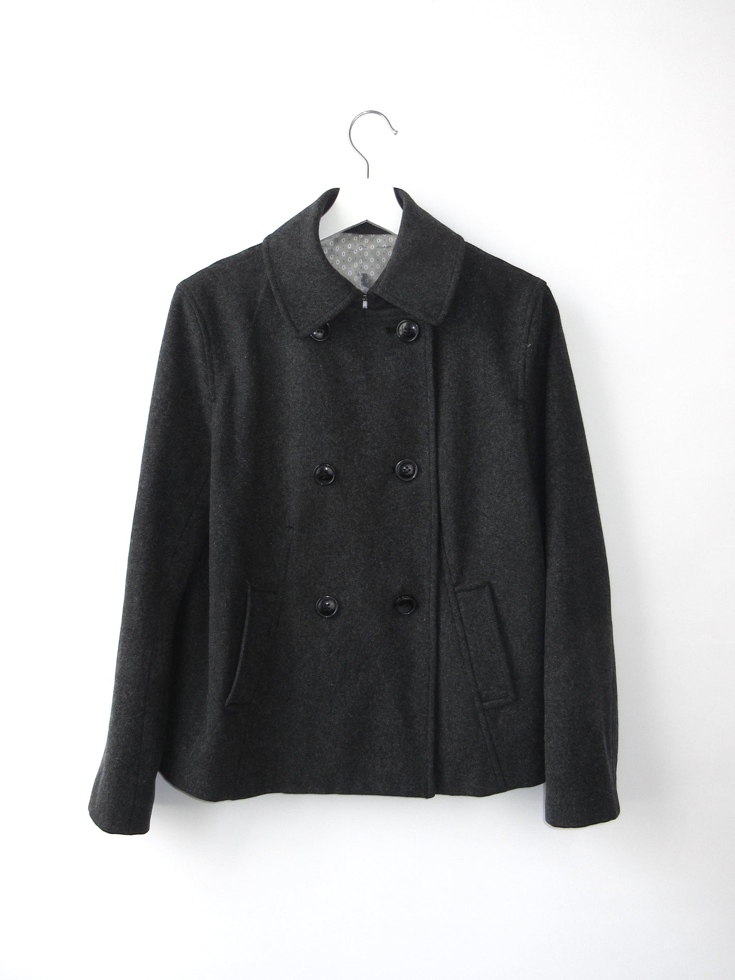 dark gray wool pea jacket