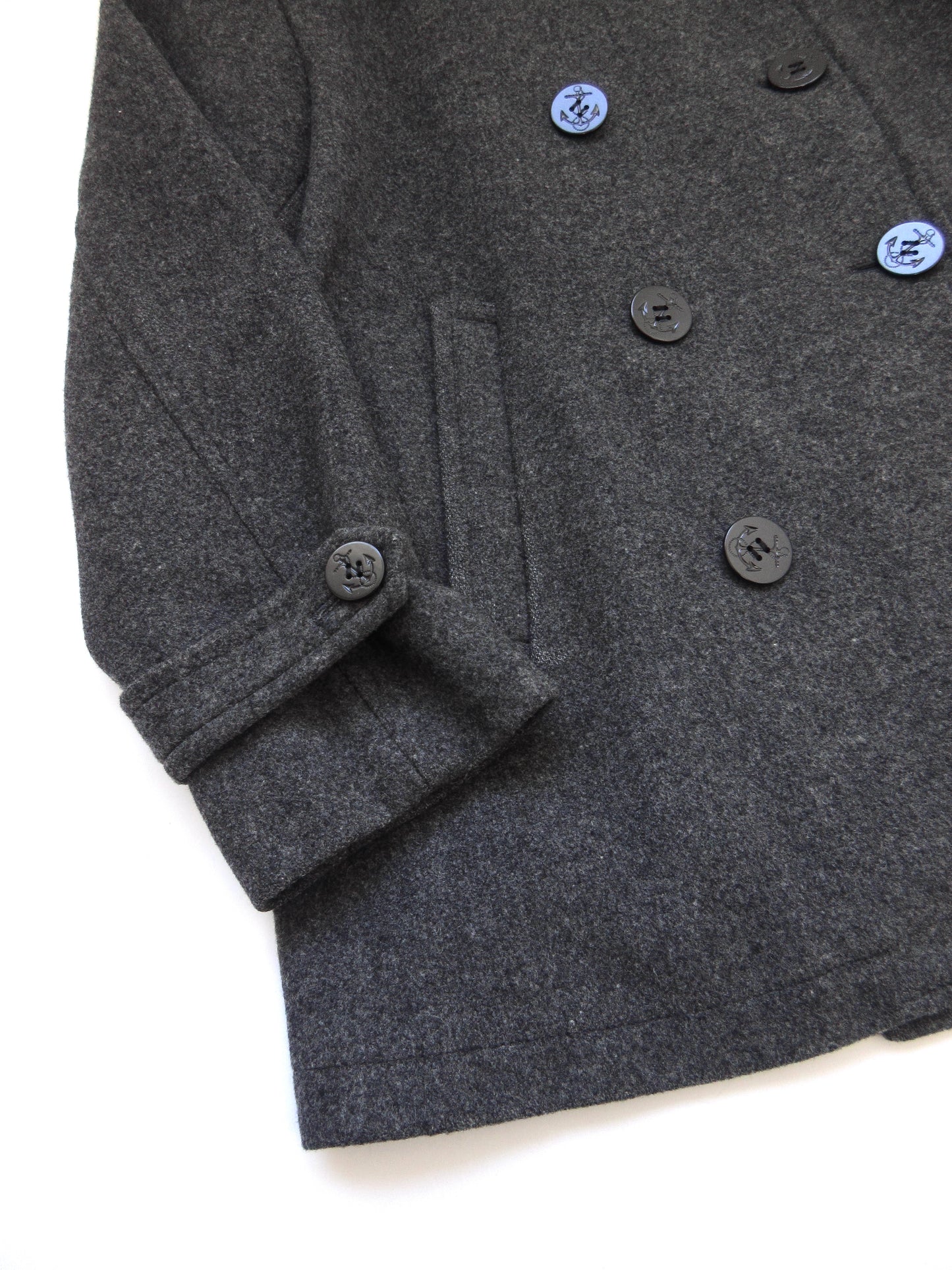 dark gray wool pea jacket