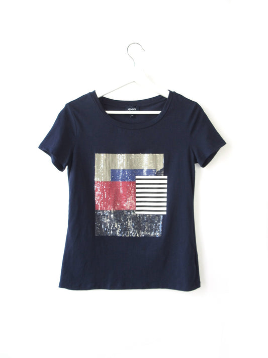 ARMANI JEANS spangle design t-shirt
