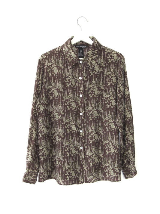 【used】oriental pattern silk shirt