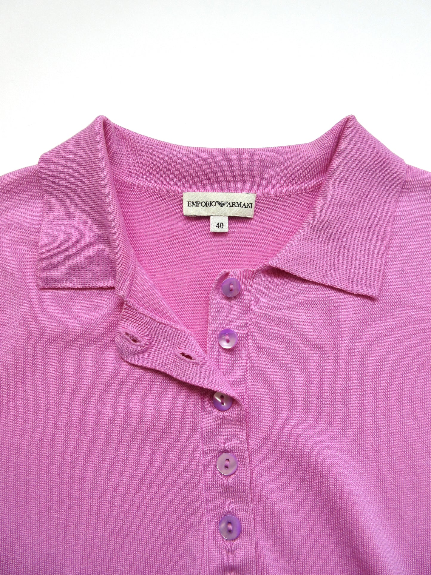EMPORIO ARMANI pink polo silk knit