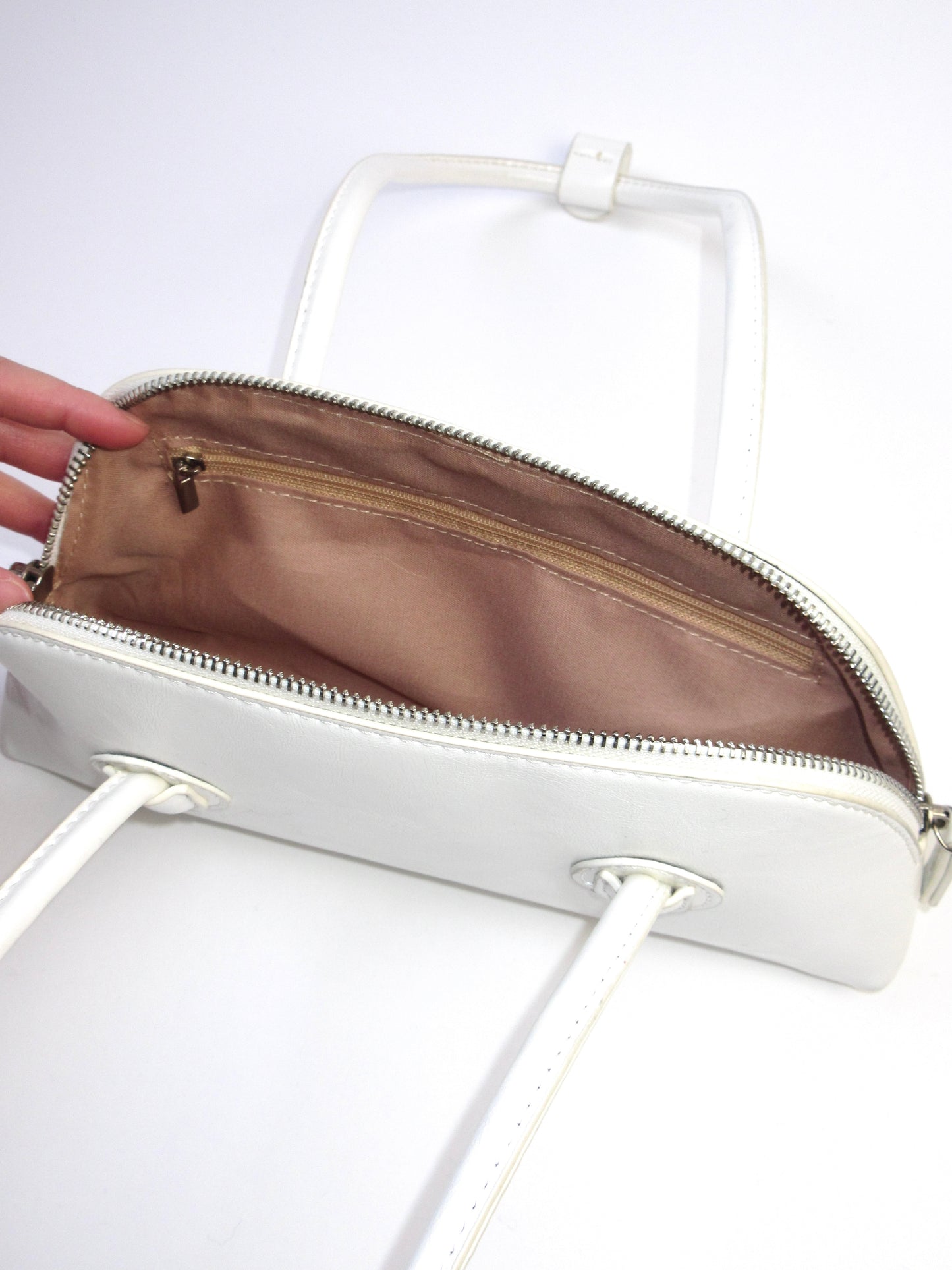 white mini hand bag