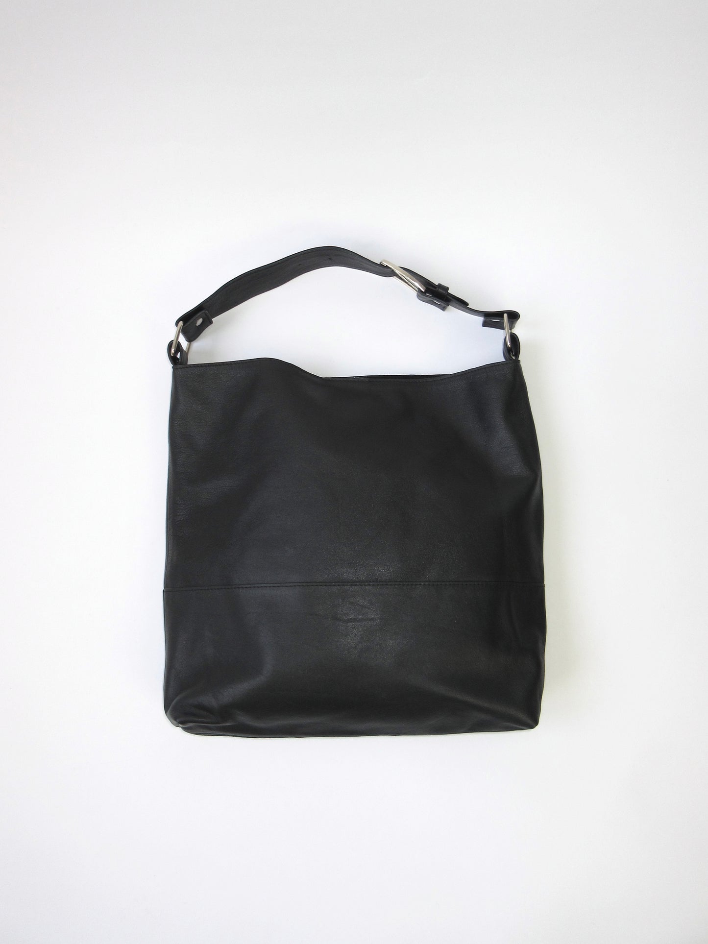 black leather tote bag