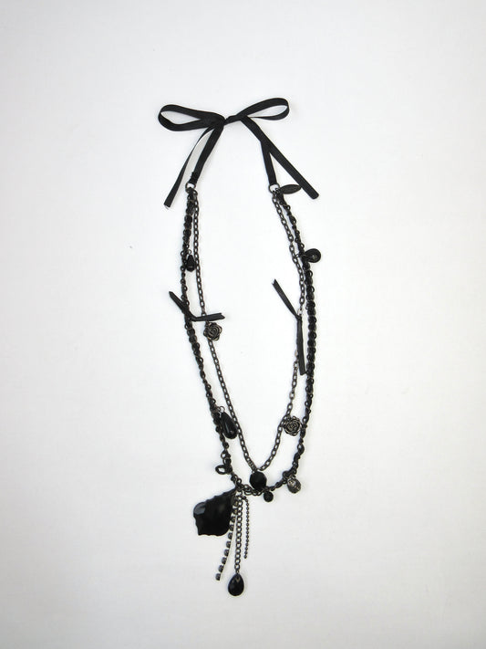 paco rabanne black long necklace