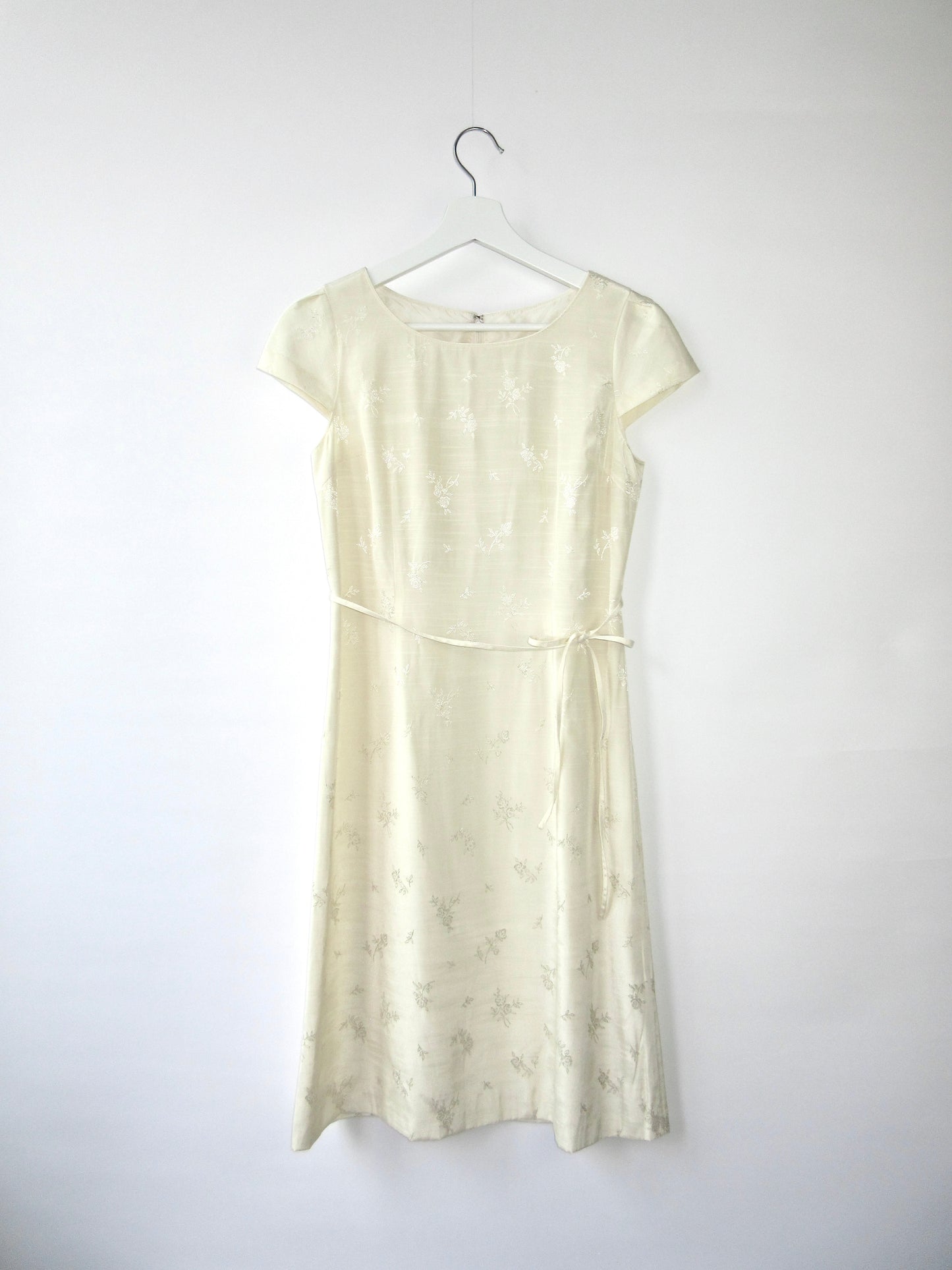 【used】light yellow flower pattern dress