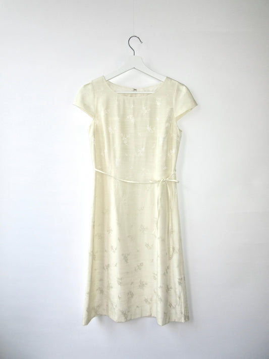 【used】light yellow flower pattern dress