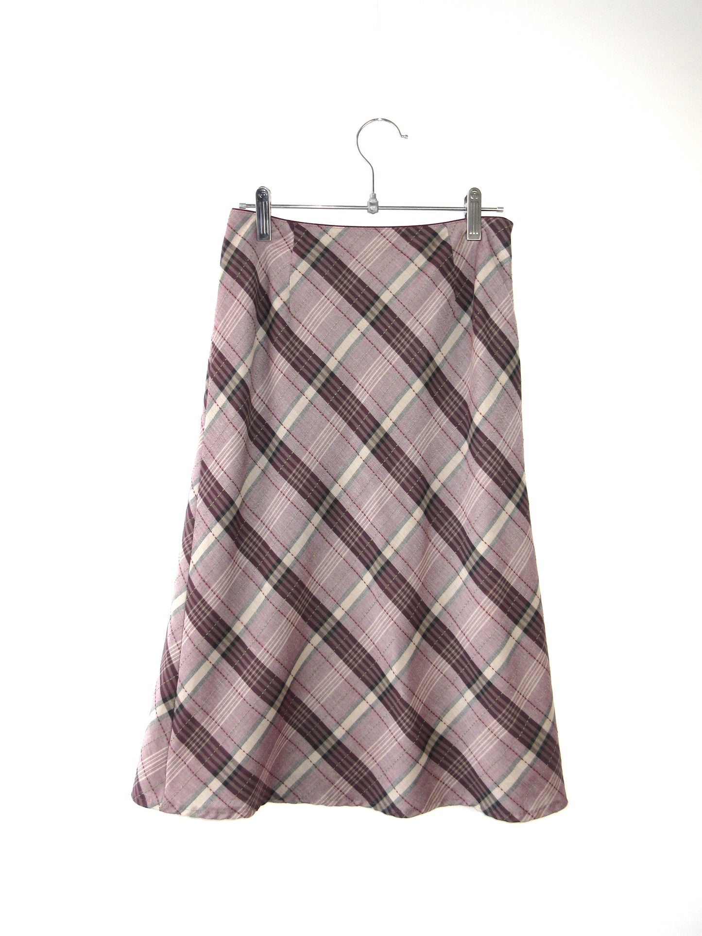 plaid pattern midi skirt