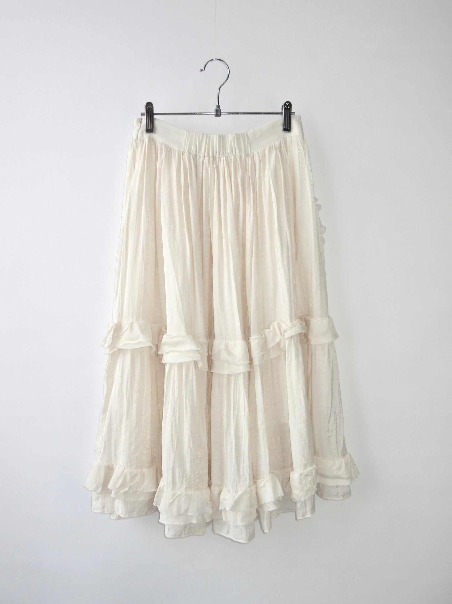 ivory volume frill skirt