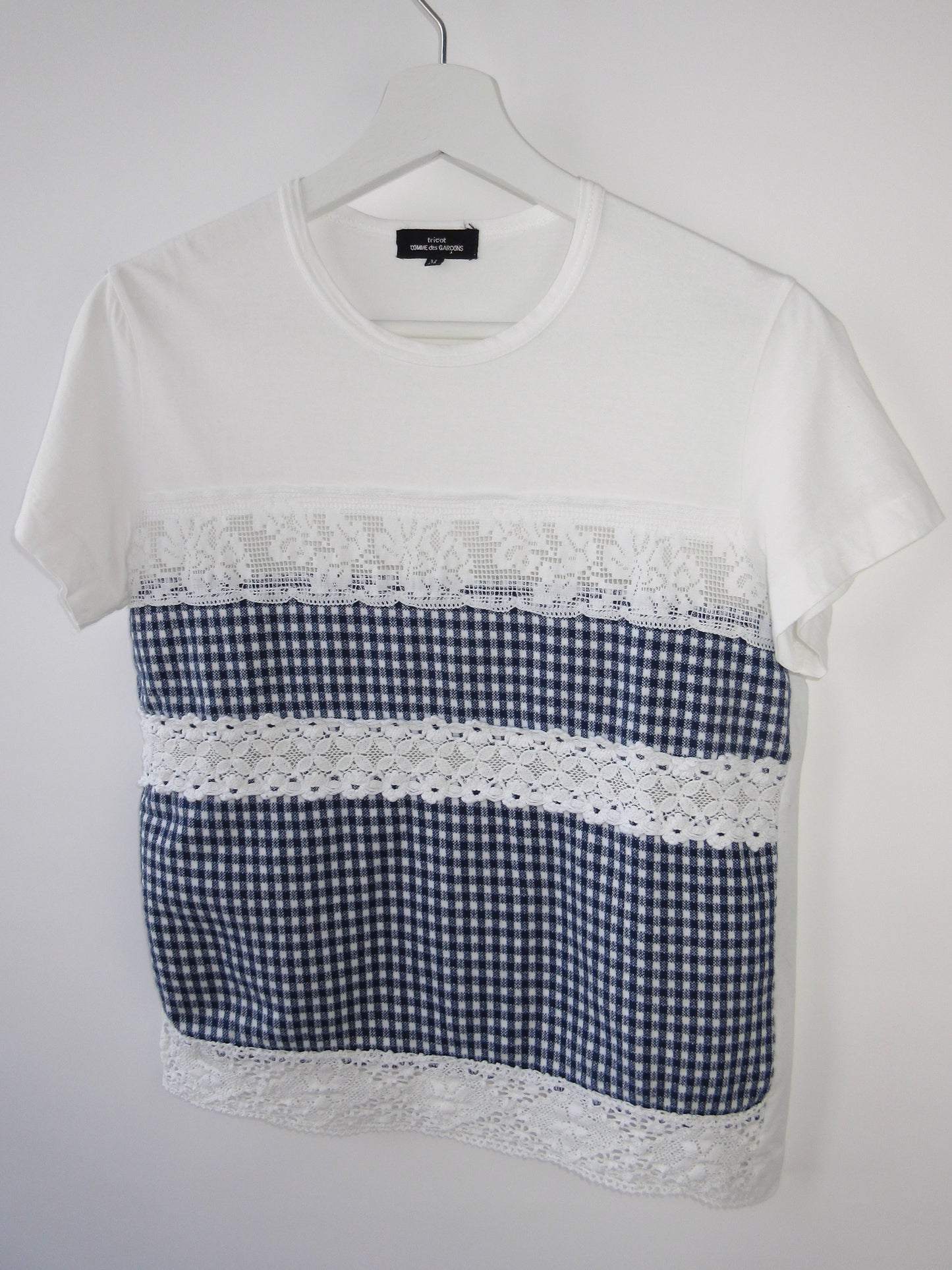 tricot comme des garcons plaid t-shirt