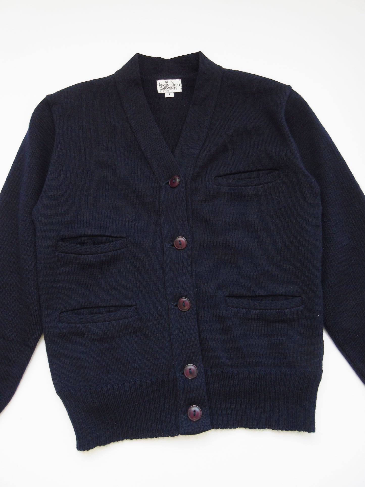 navy wool design cardigan