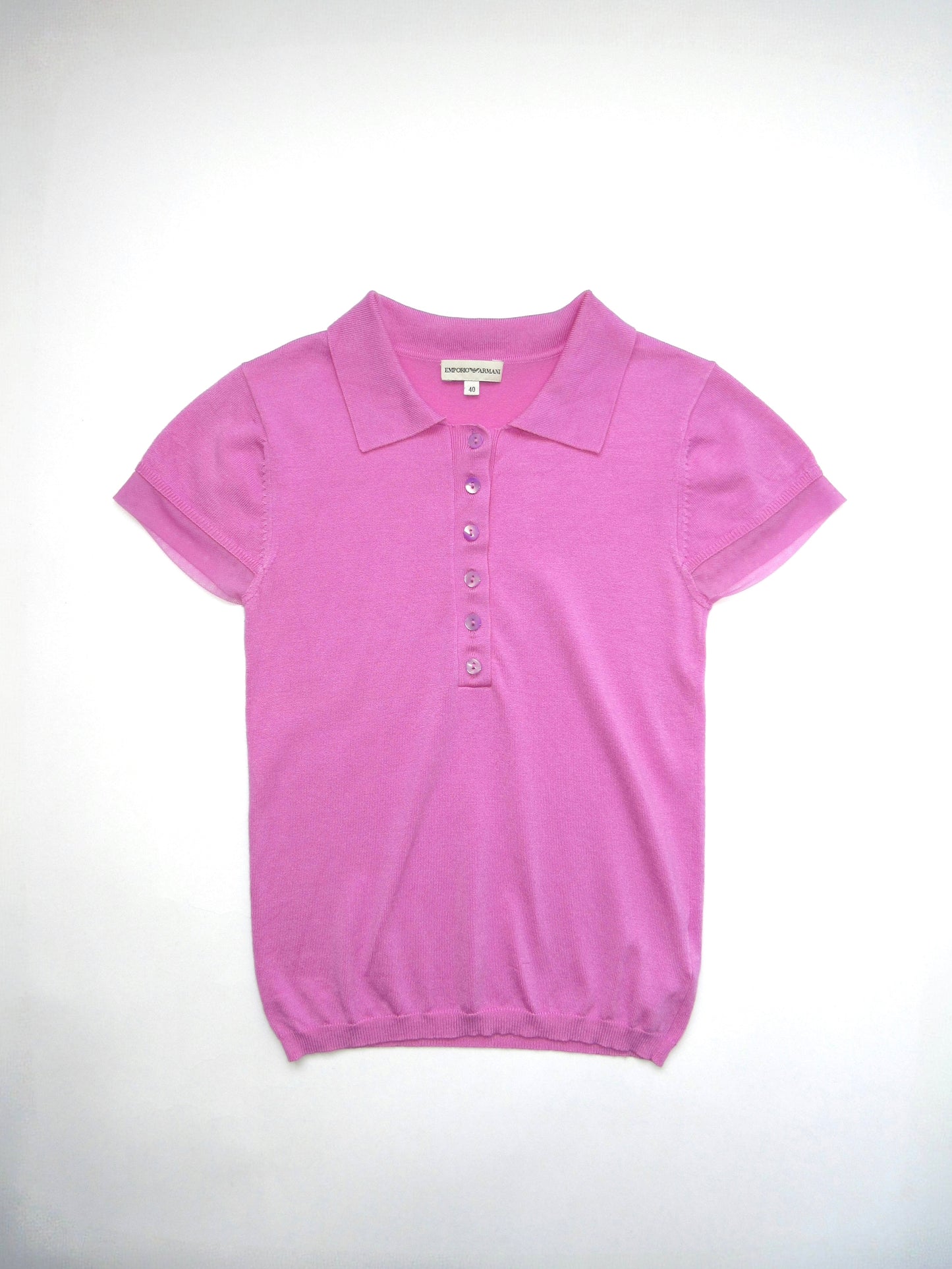 EMPORIO ARMANI pink polo silk knit