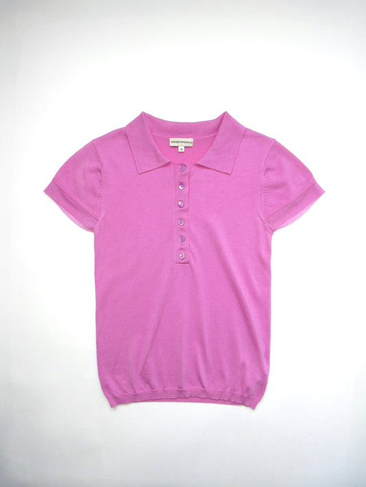 EMPORIO ARMANI pink polo silk knit