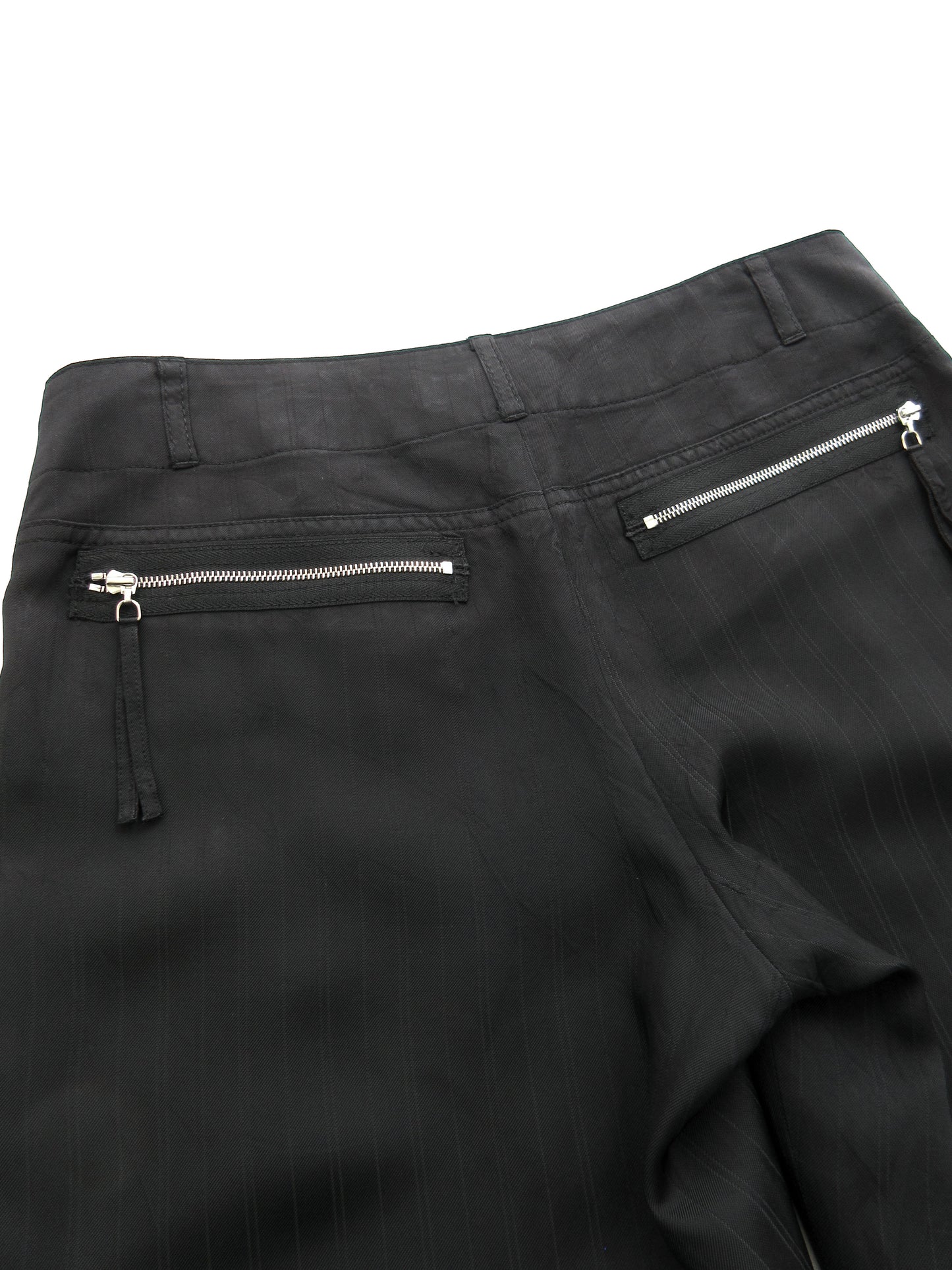 silky stripe button design pants