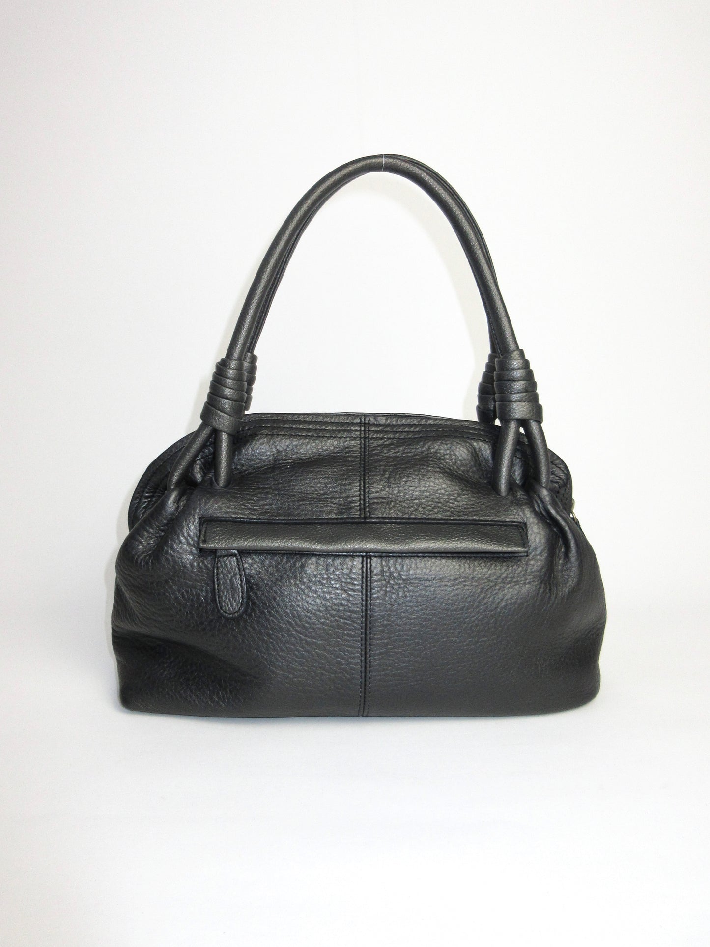 grained leather detail hand bag