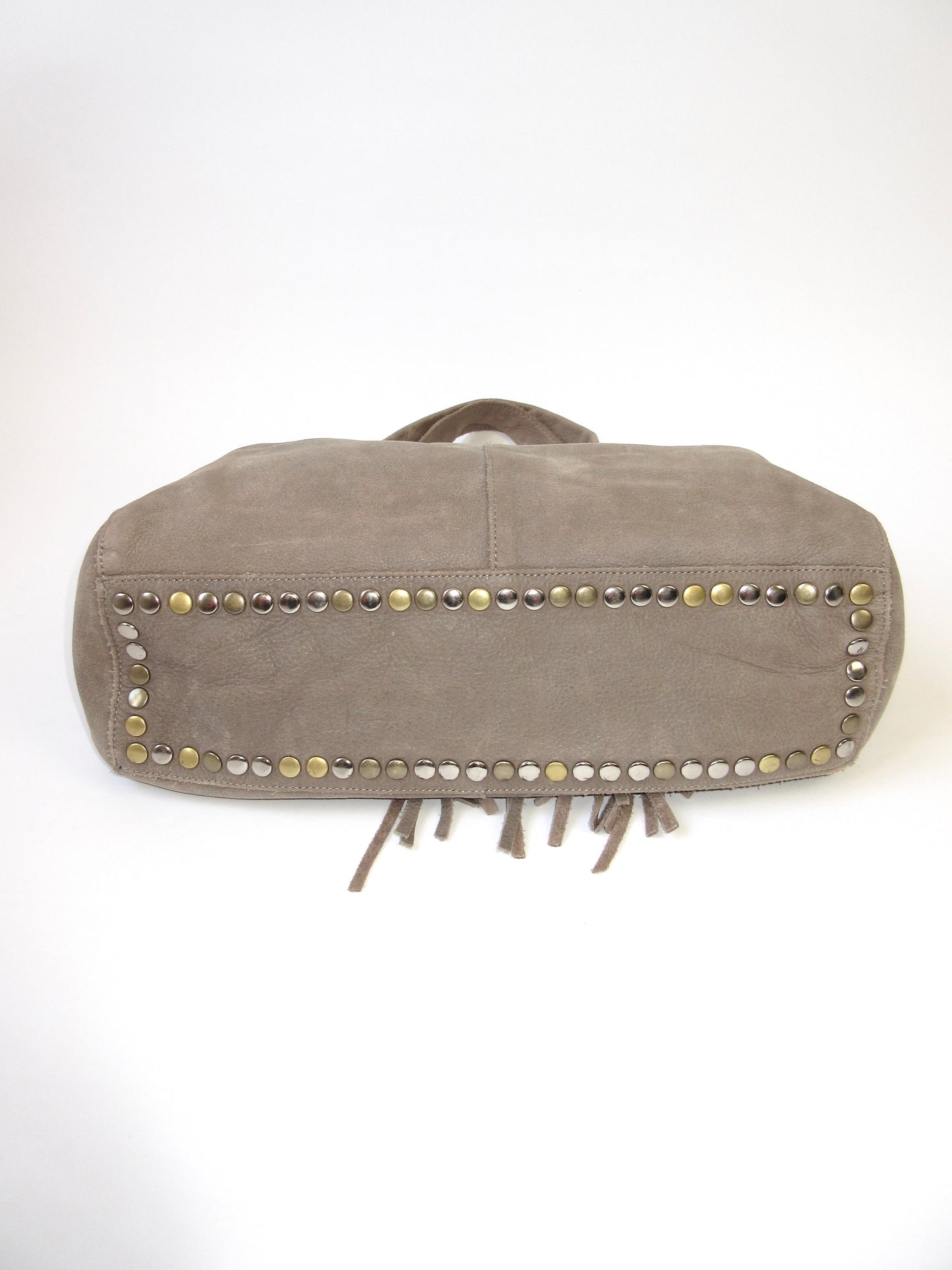 fringe×studs leather bag