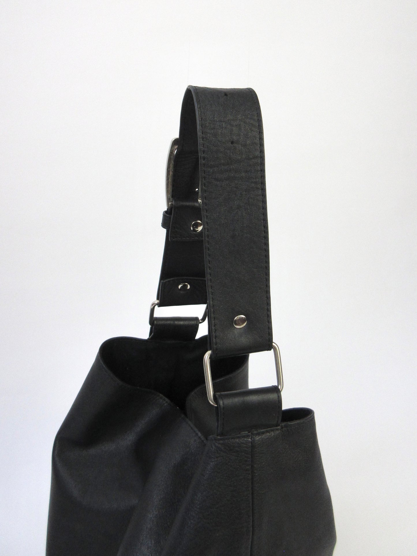 black leather tote bag