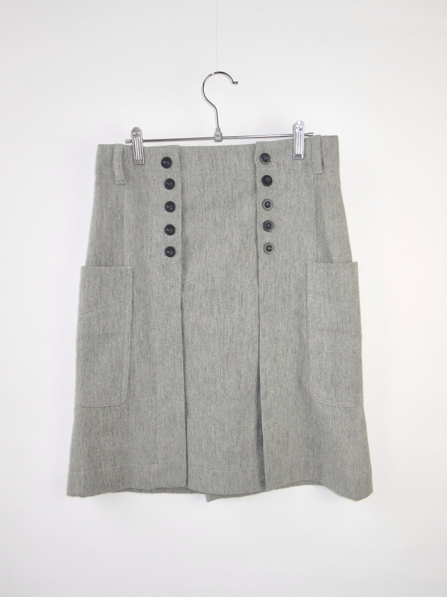 gray button skirt