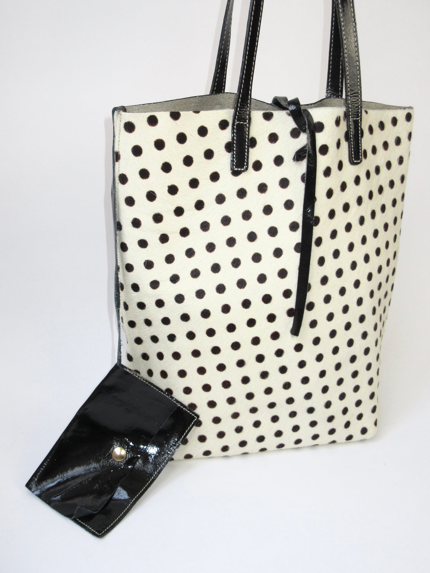 leather polka dots tote bag