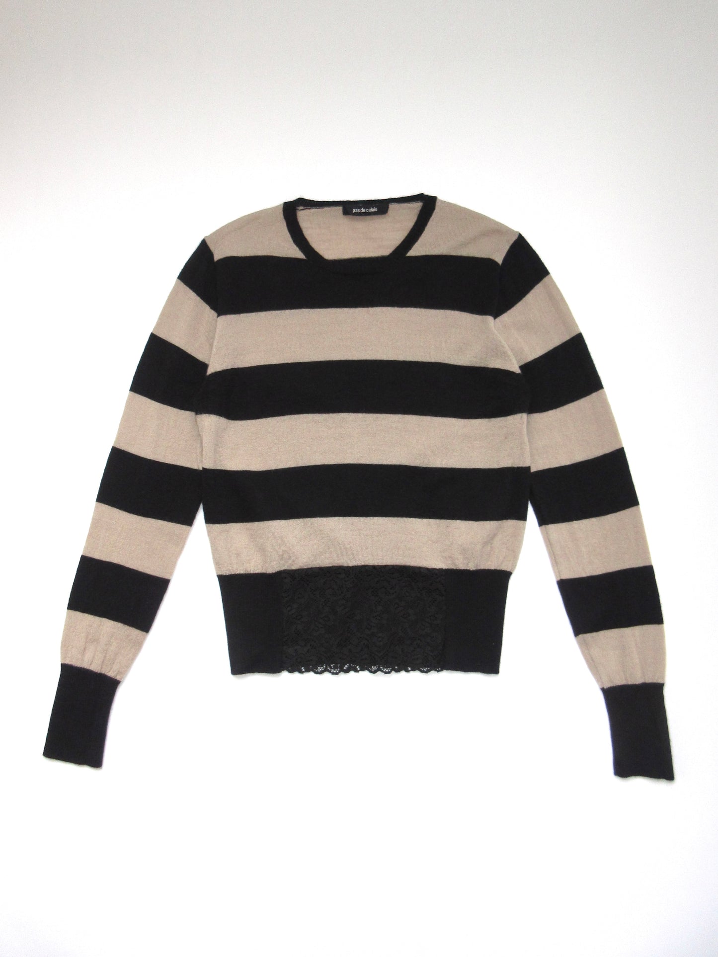 stripe lace design knit top