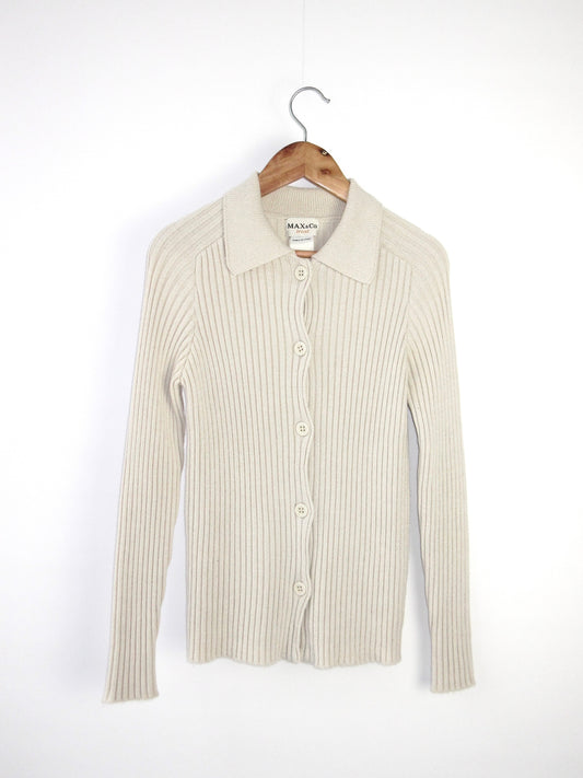 【used】MAX&Co. rib knit polo cardigan
