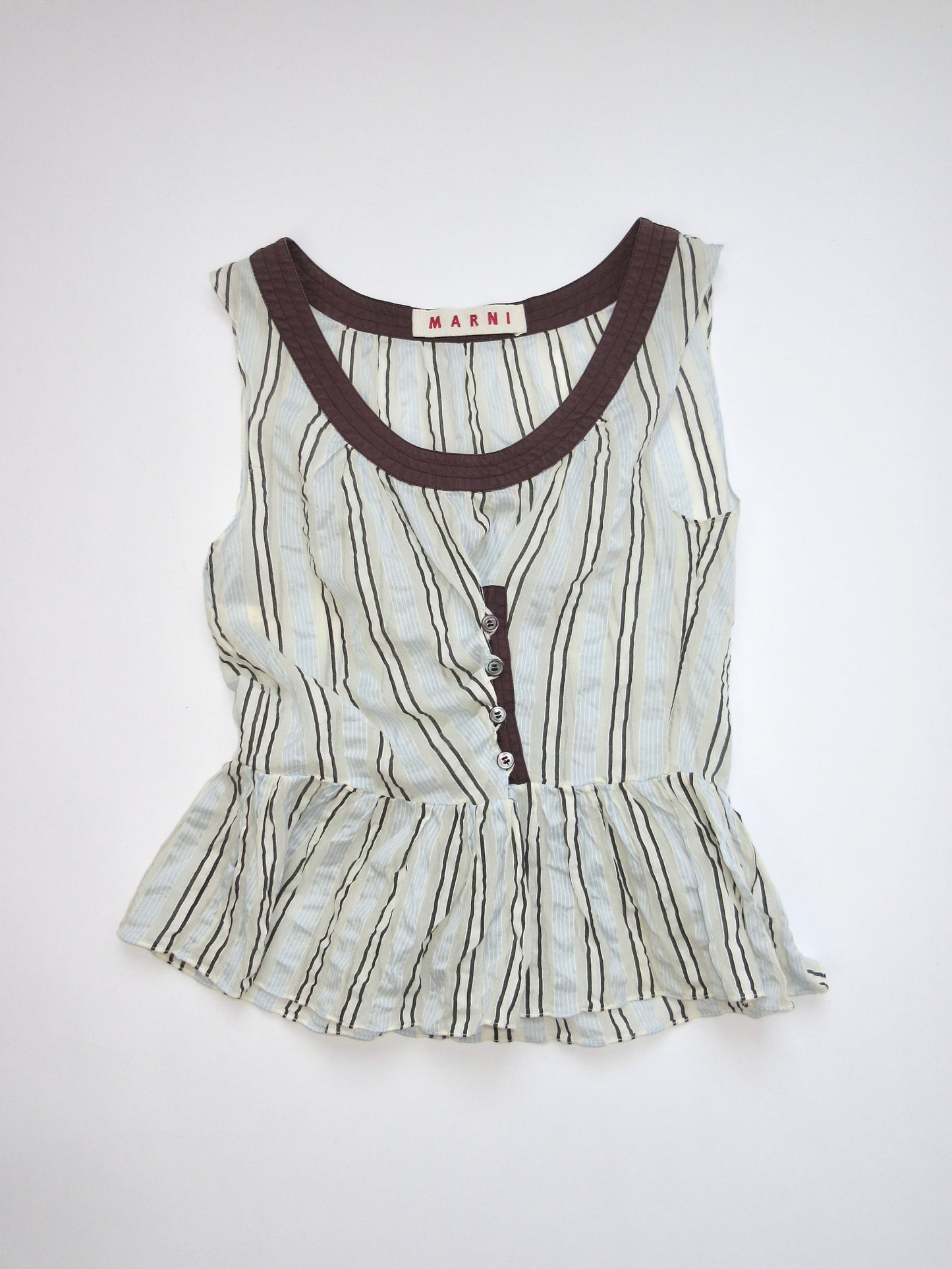 【used】MARNI blue stripe sleeveless top