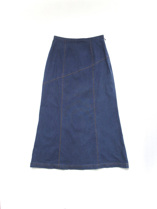 【used】stitching denim skirt