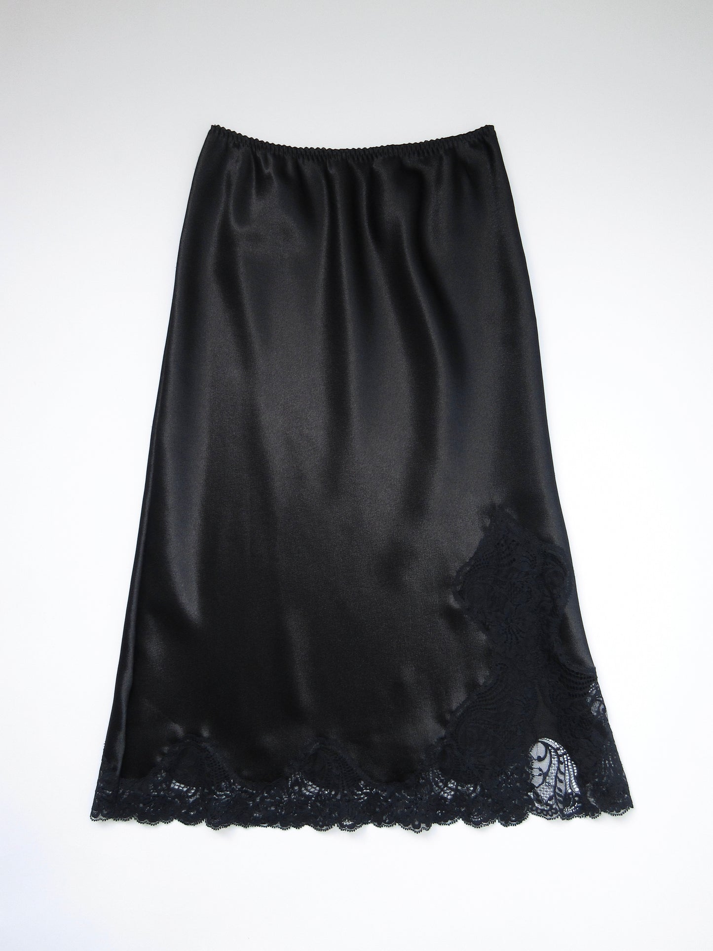 black lace satin skirt