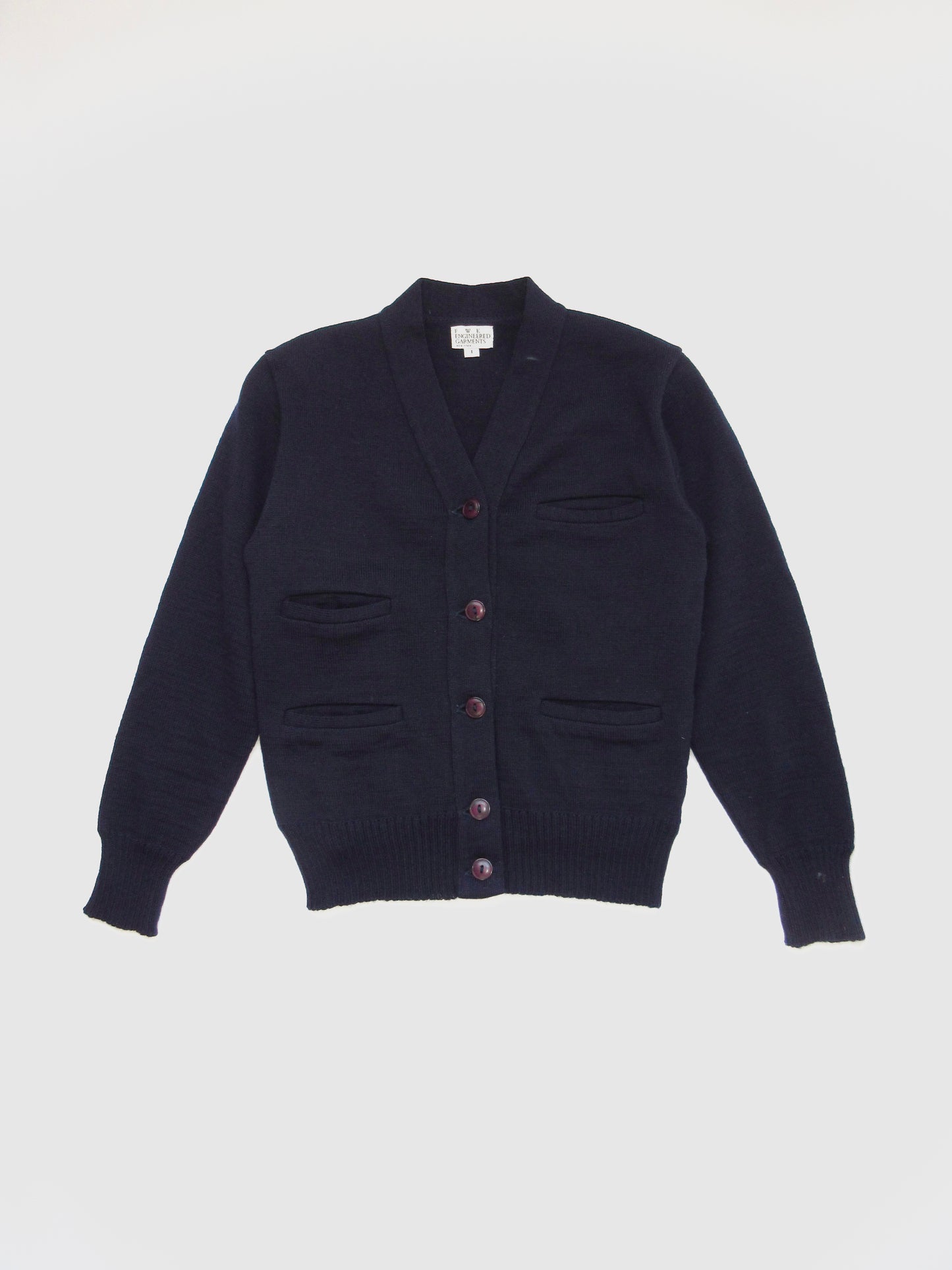 navy wool design cardigan