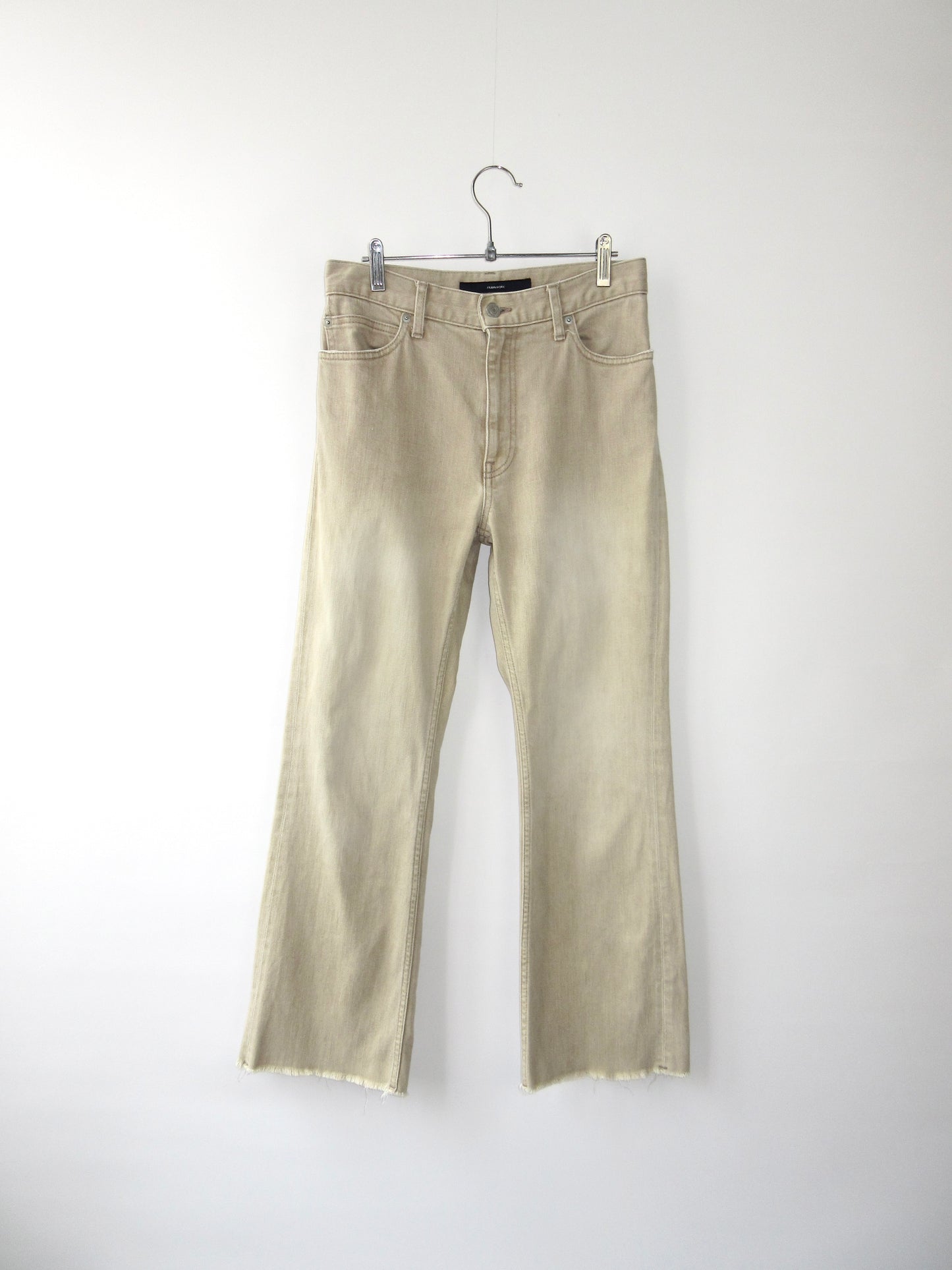 beige semi fitted denim pants