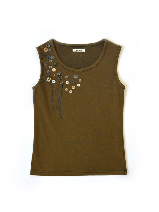 button design sleeveless top