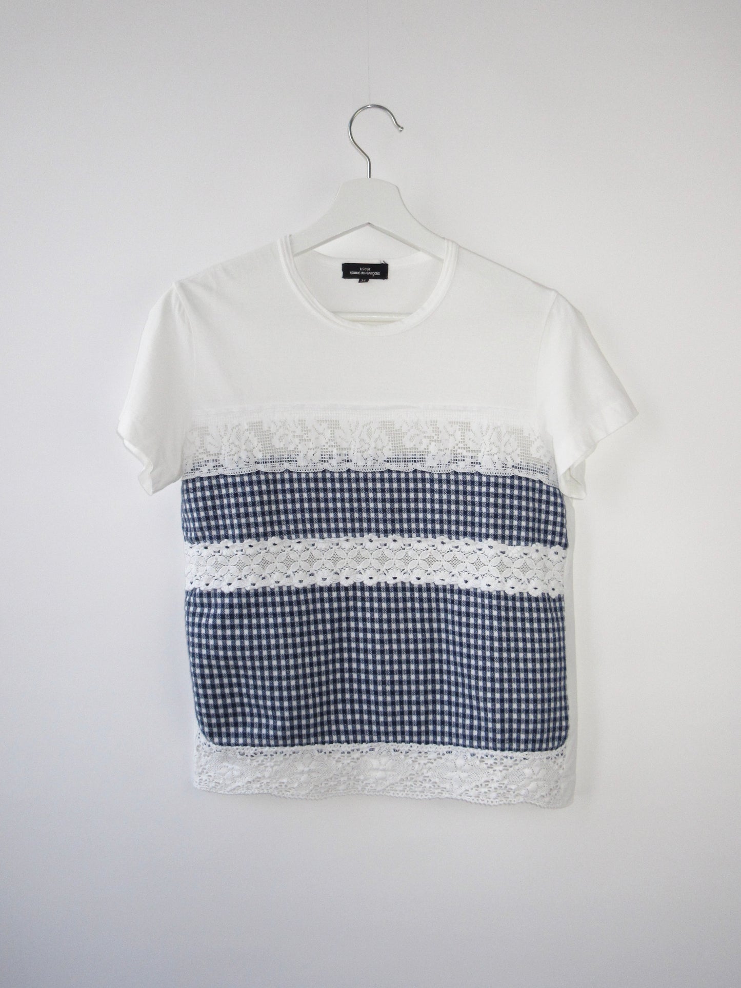 tricot comme des garcons plaid t-shirt