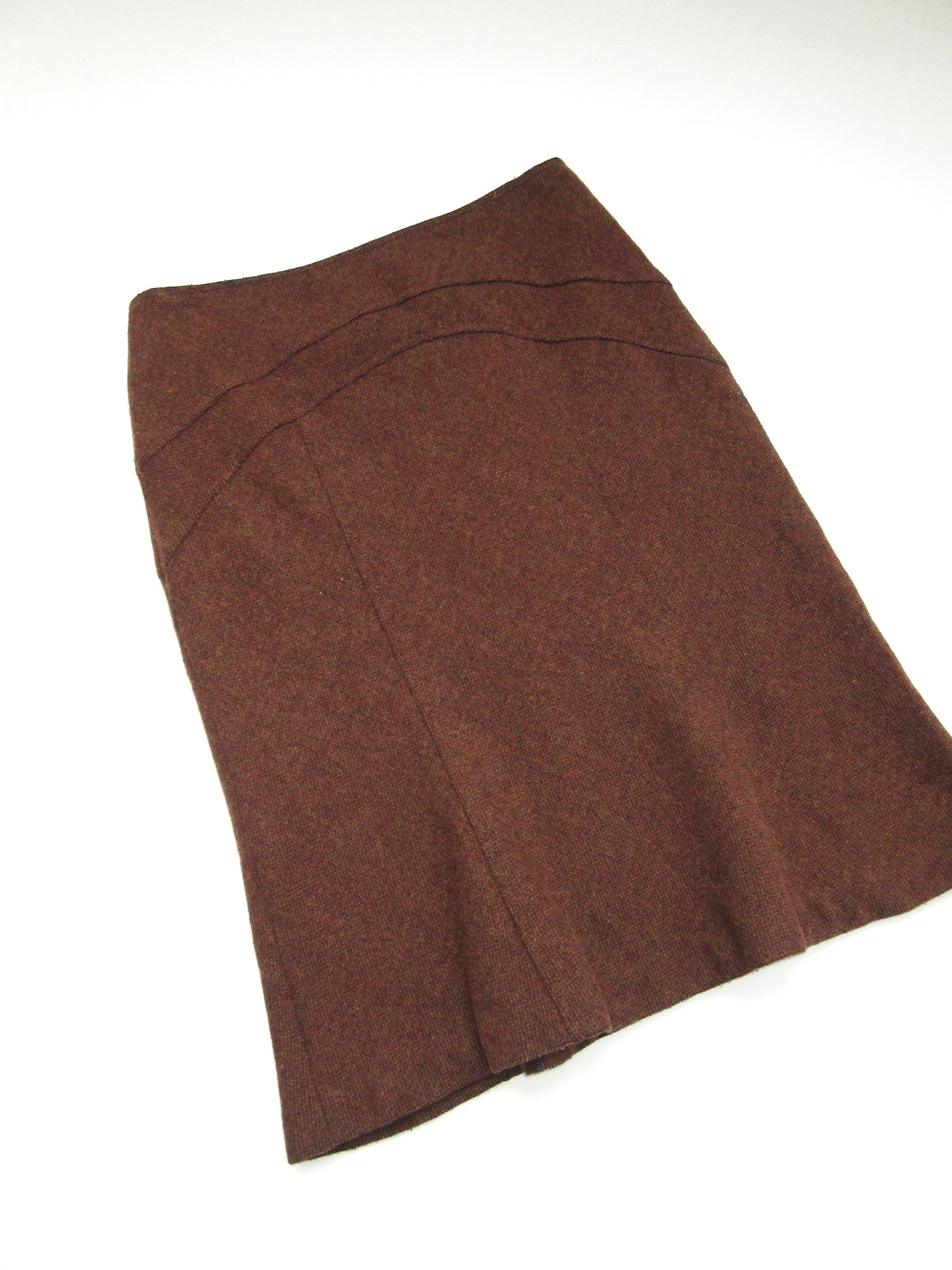 brown wool flare skirt