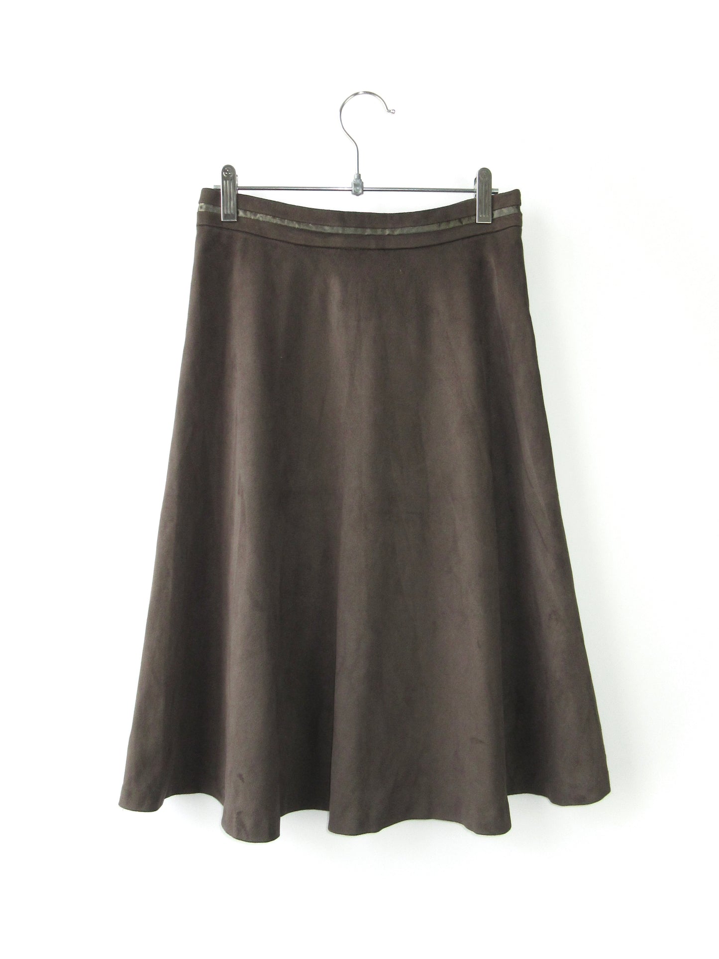 【used】khaki brown suede like skirt