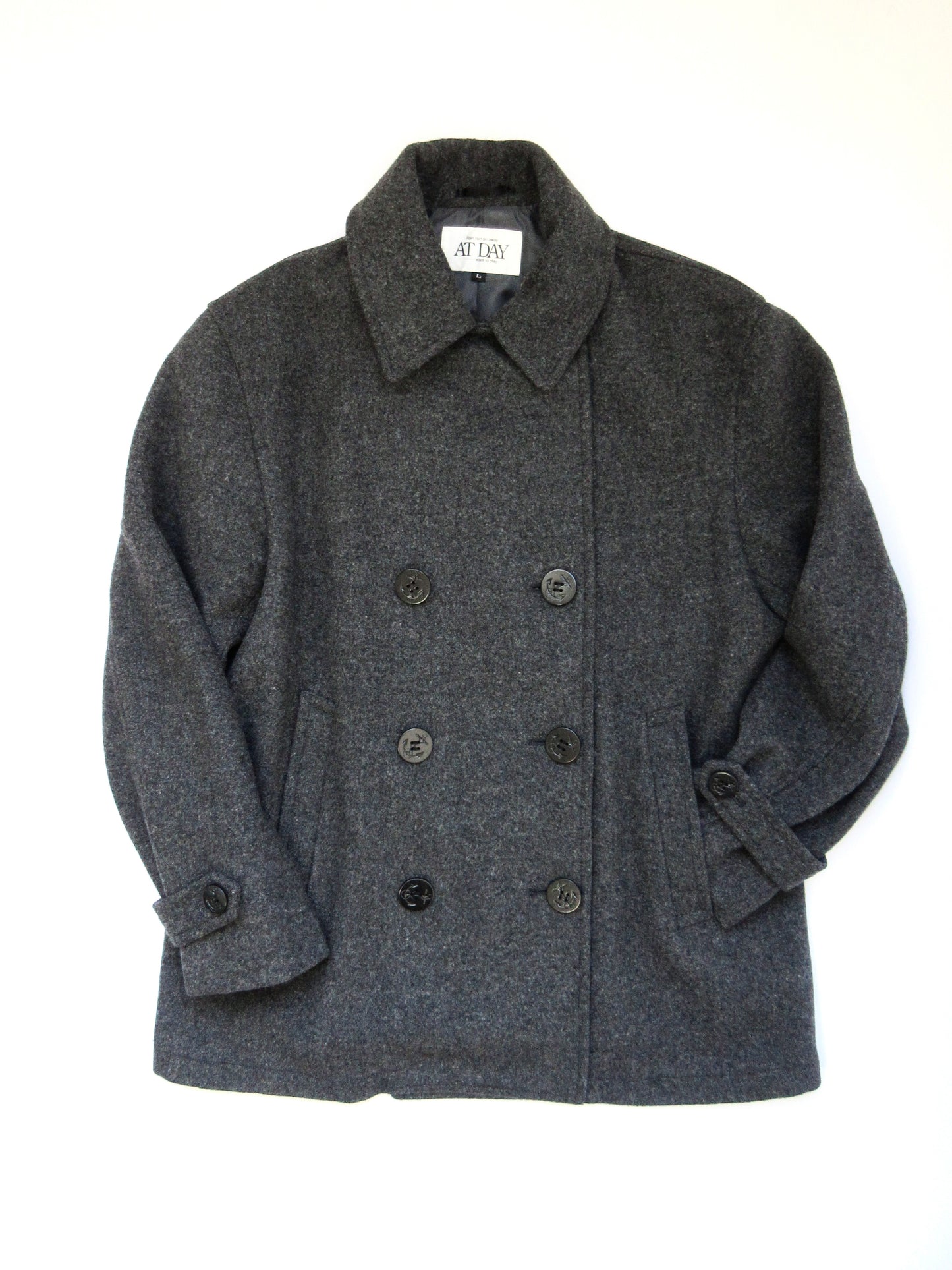 dark gray wool pea jacket