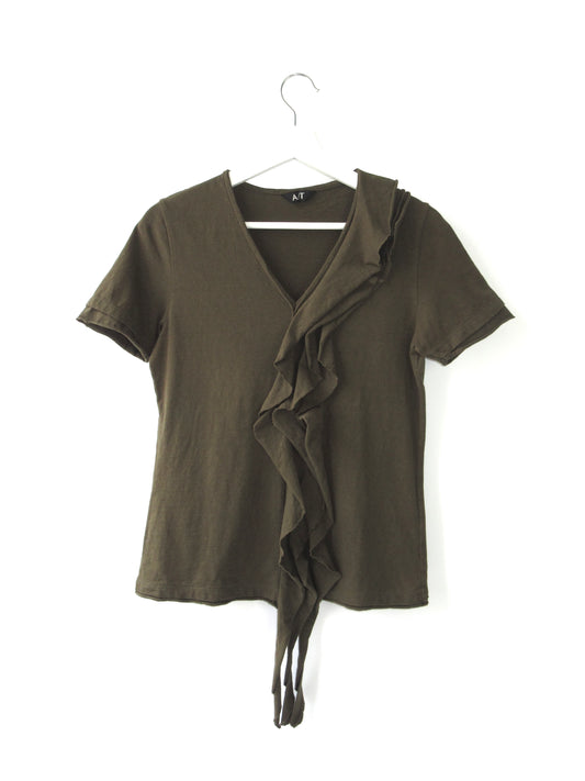 A/T frill design v neck top