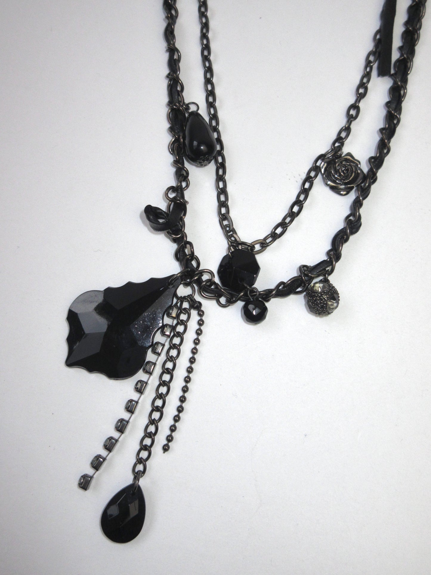 paco rabanne black long necklace