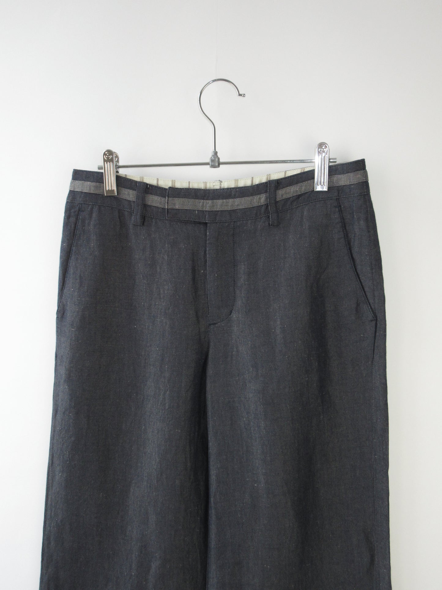 linen straight wide pants