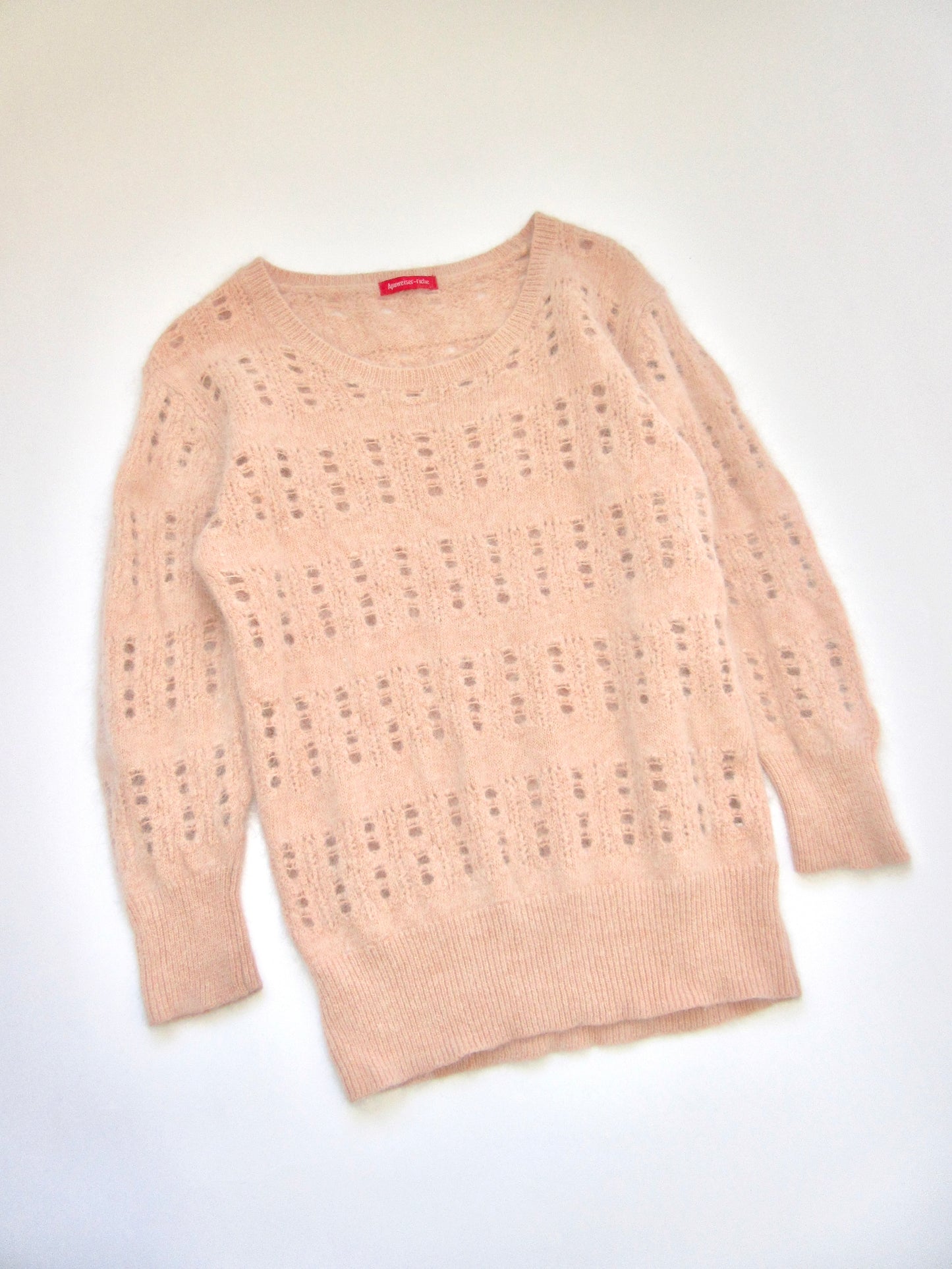 coral pink angora knit