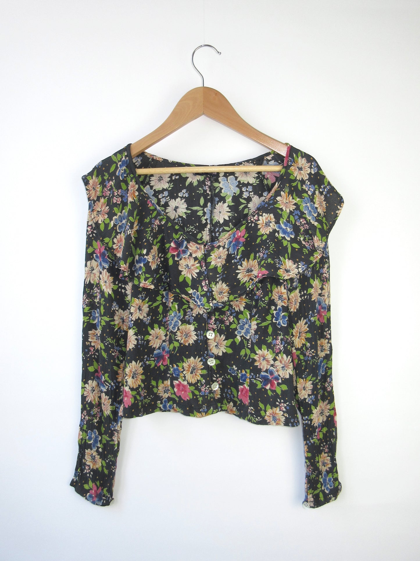 【used】flower ruffle blouse