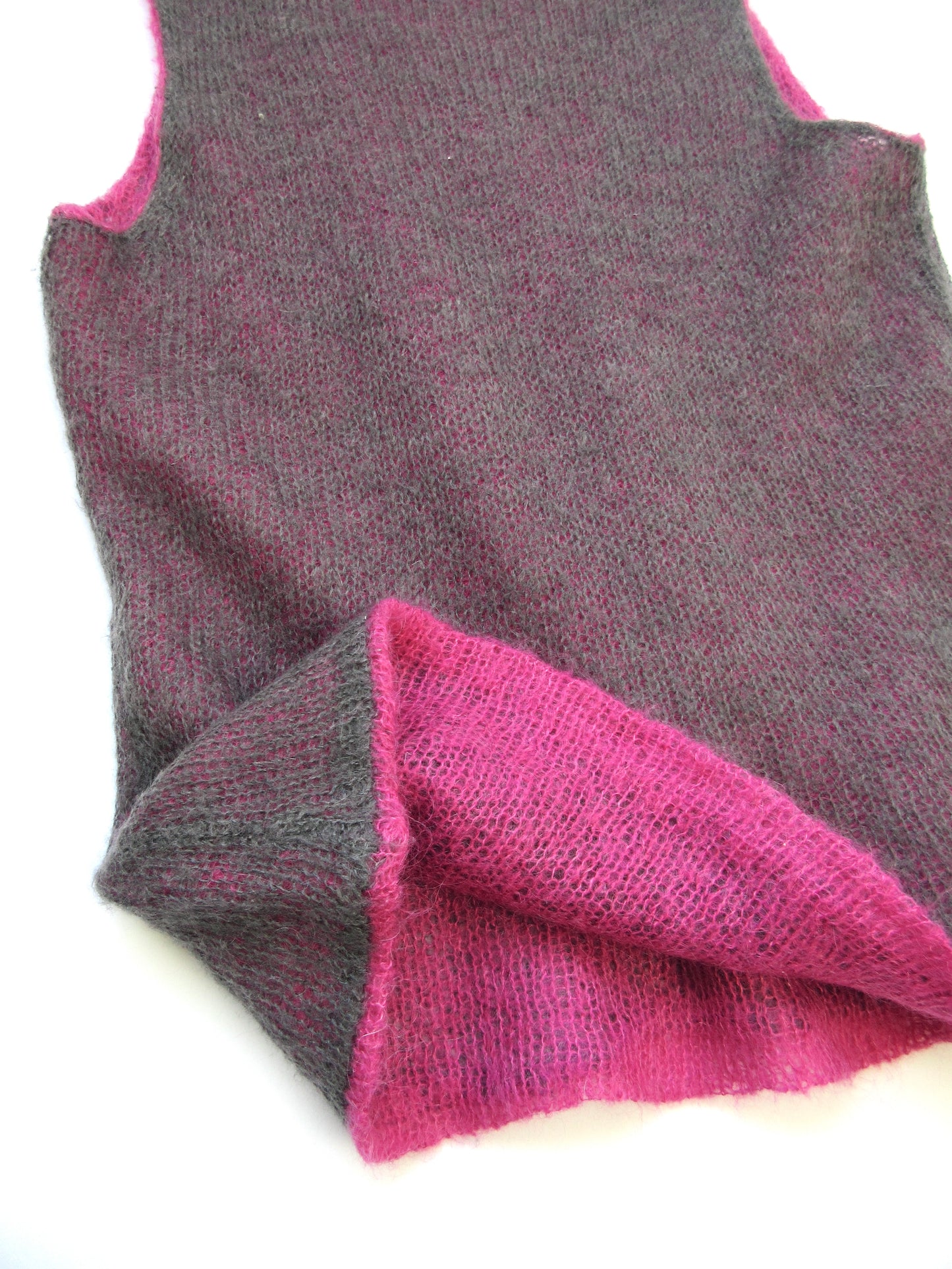 【used】pink×gray reversible knit top