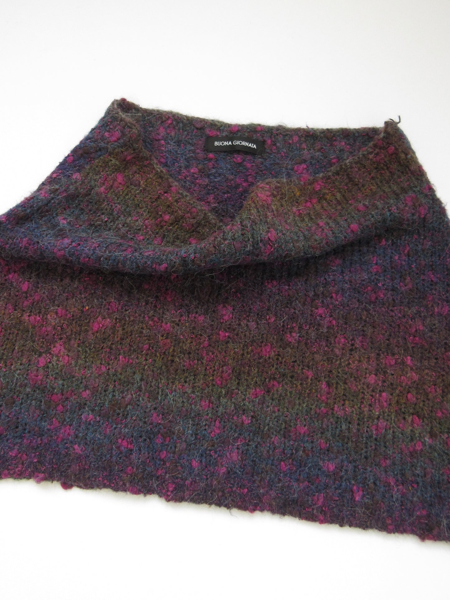 【used】mix color knit mini skirt