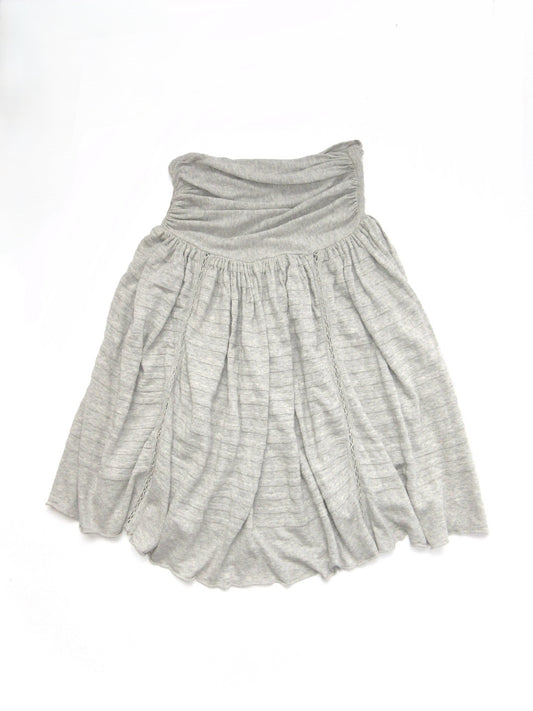 cotton knit gather flare skirt
