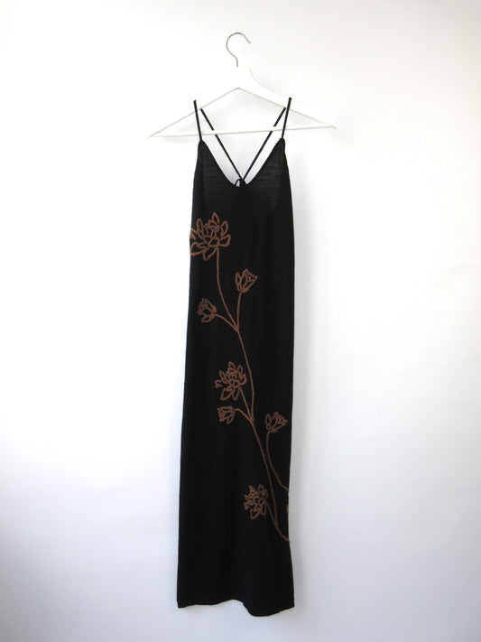 【used】flower embroidery knit dress